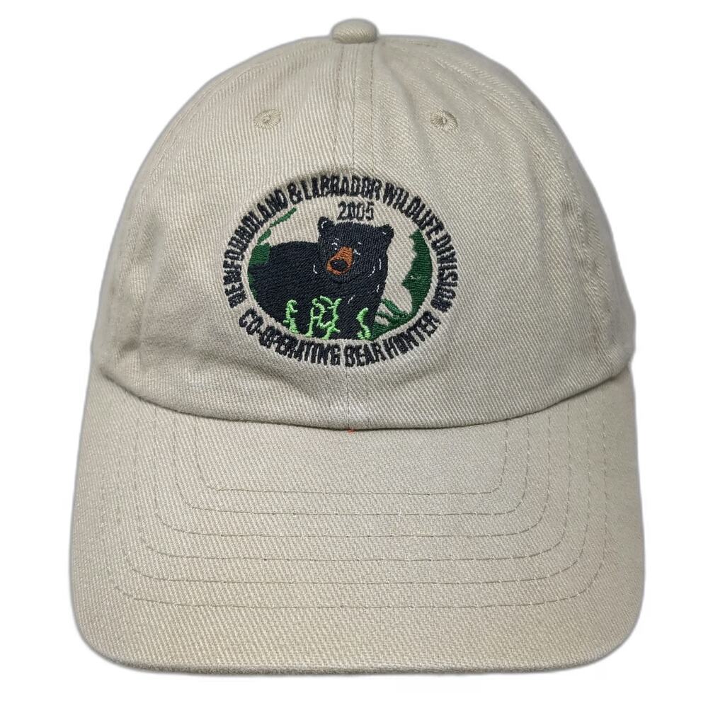 AJM Newfoundland Labrador Wildlife Bear Hunter Beige Baseball Cap Hat One Size